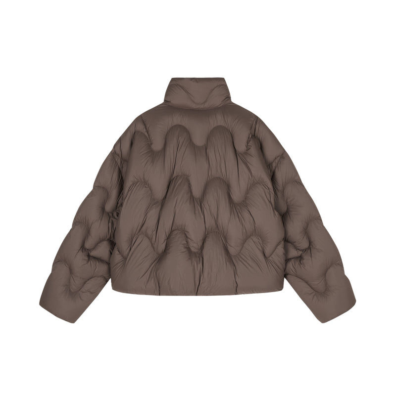Damen Boxy Daunenjacke mit Wellen-Steppung in Braun