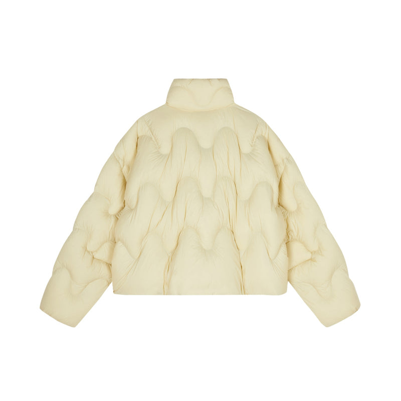 Damen Boxy Daunenjacke mit Wellen-Steppung in Ecru