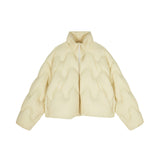 Damen Boxy Daunenjacke mit Wellen-Steppung in Ecru