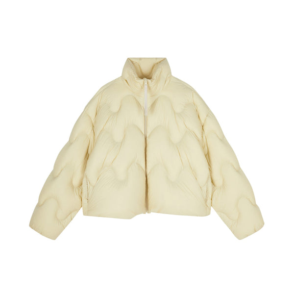 Damen Boxy Daunenjacke mit Wellen-Steppung in Ecru