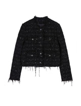 Damen Regular Daunenjacke mit Funkel-Optik & Fransensaum