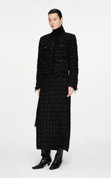 Damen Regular Daunenjacke mit Funkel-Optik & Fransensaum