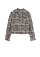 Moderne Damen Bouclé Kurzjacke mit Fransen & Statement-Knöpfen