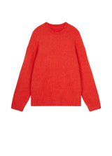 Damen Oversize Strickpullover in haariger Optik Orange/Rot