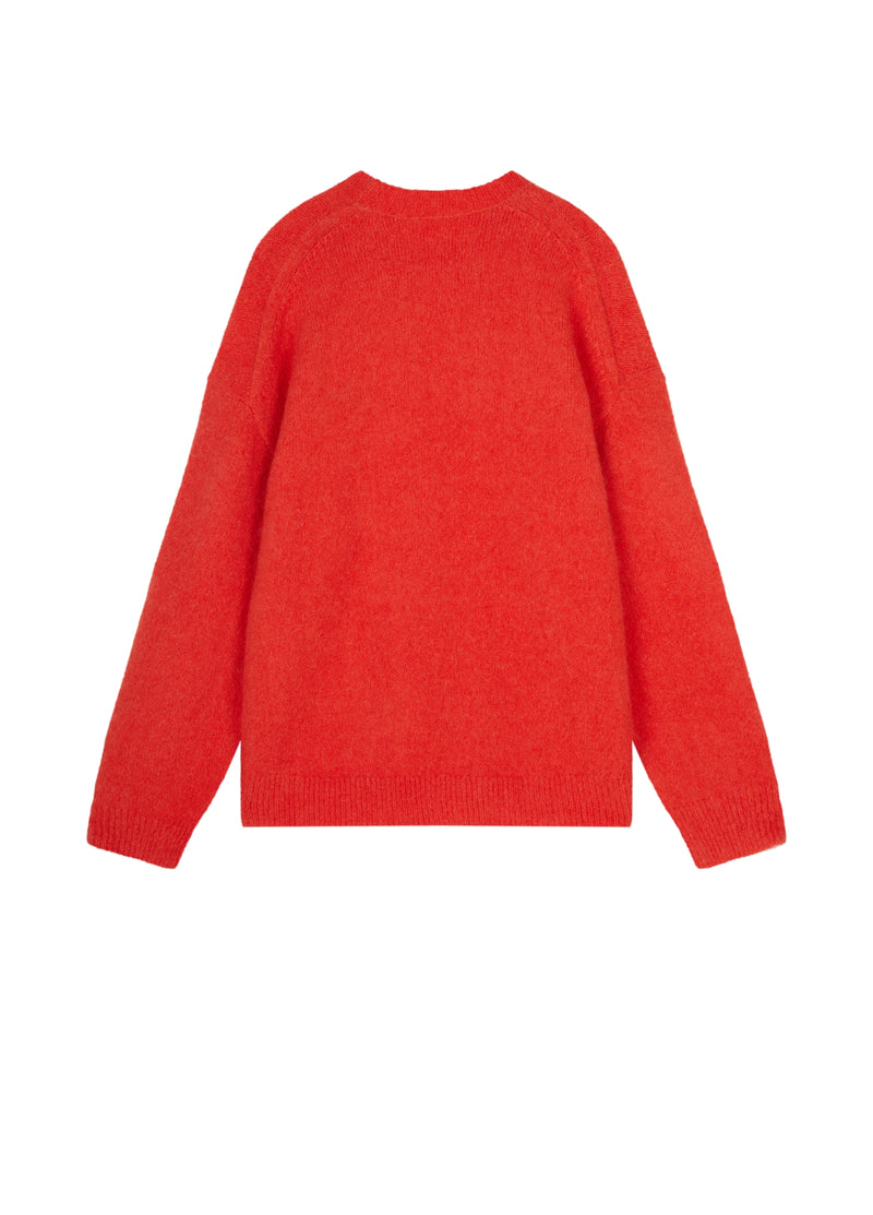 Damen Oversize Strickpullover in haariger Optik Orange/Rot
