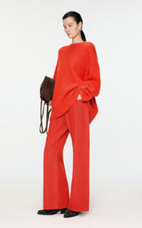 Damen Oversize Strickpullover in haariger Optik Orange/Rot