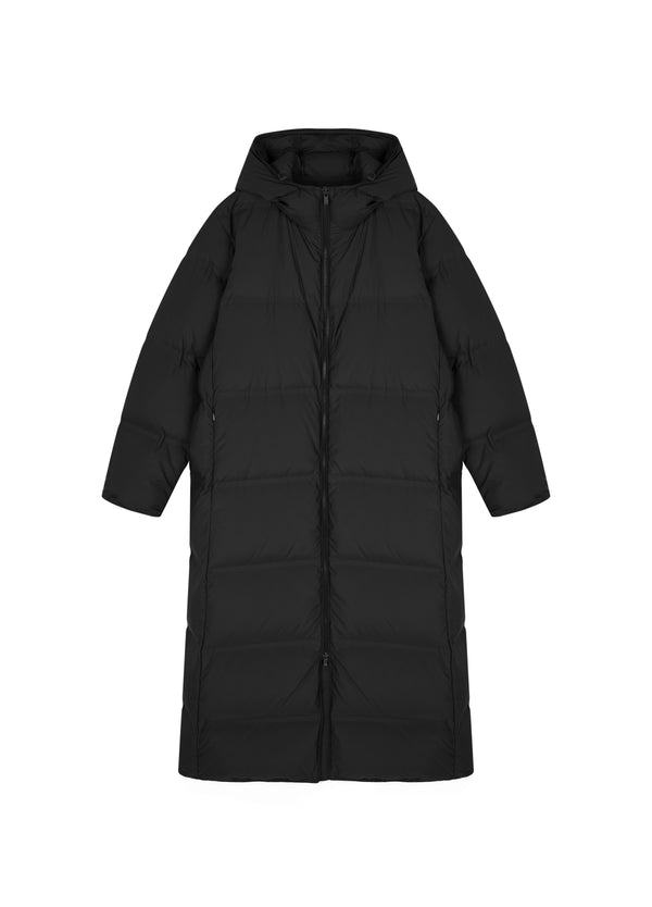 Elegante Damen Daunenjacke mit Kapuze und Gummizug in Schwarz