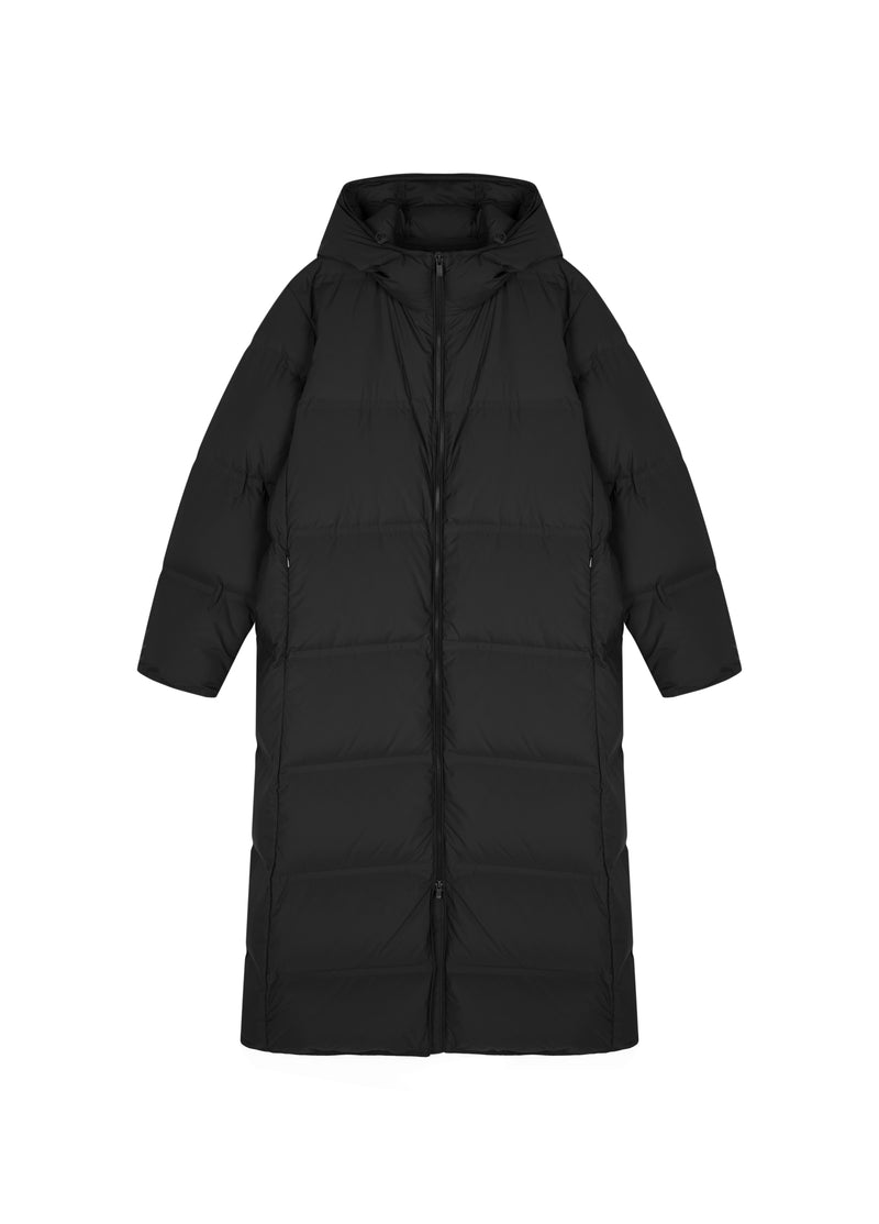 Elegante Damen Daunenjacke mit Kapuze und Gummizug in Schwarz