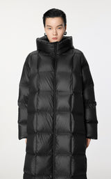 Damen klassischer Daunenmantel mit Taschen, Kapuze und Kachel Steppung