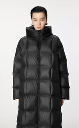 Damen klassischer Daunenmantel mit Taschen, Kapuze und Kachel Steppung JNBY