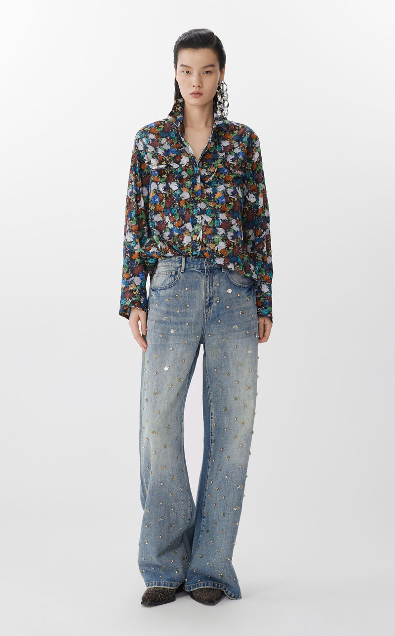 JNBY Statement-Jeans mit Pailletten und Steinchen GREY