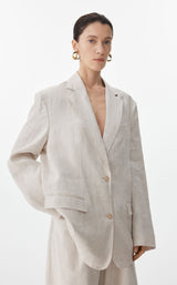JNBY Leinen-Blazer mit 2 Knöpfen WHITE