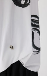 JNBY Künstlerisches Kleid mit asymmetrischem Saum und Metallbrosche WHITE