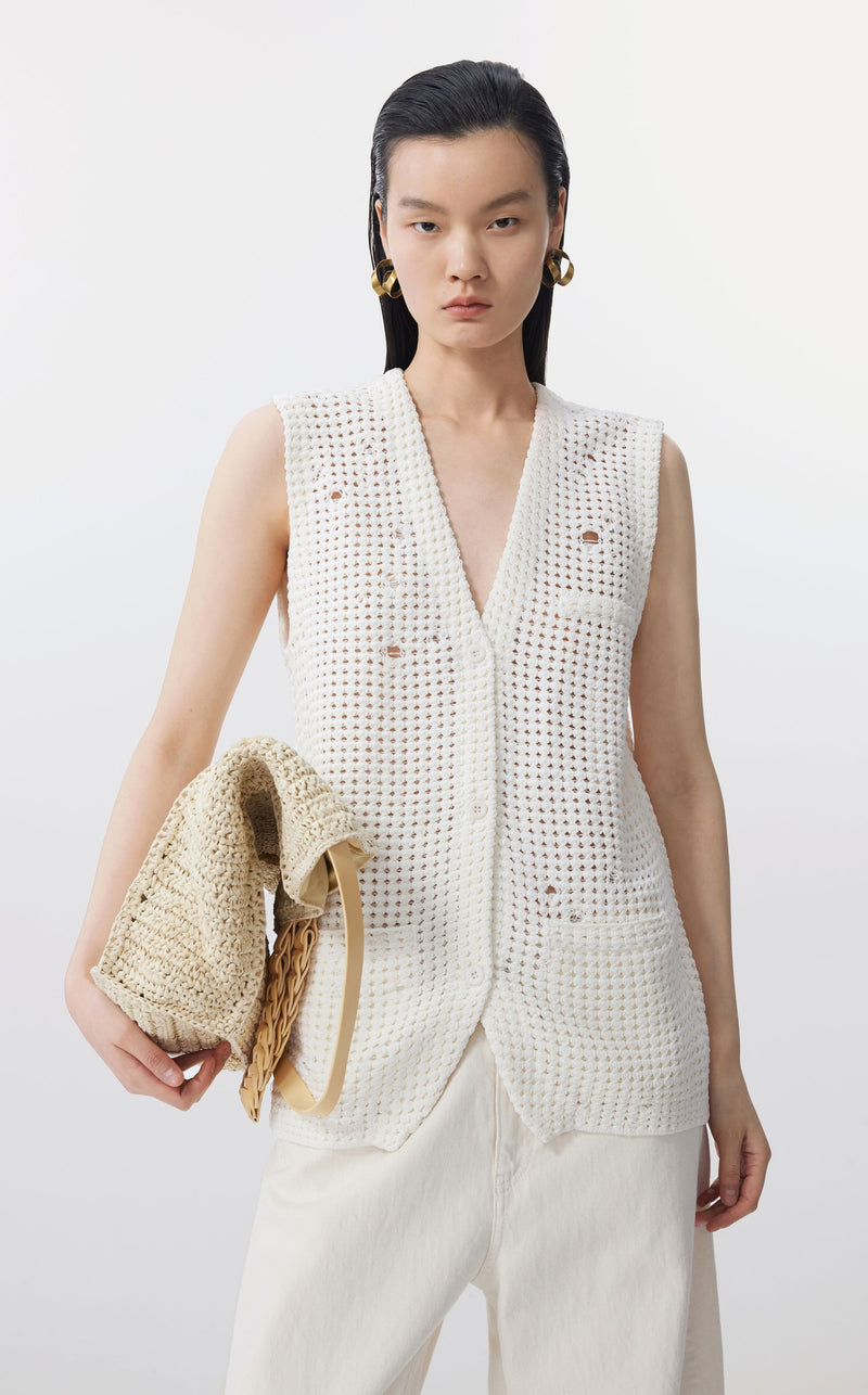 JNBY Elegante Häkel-Weste WHITE