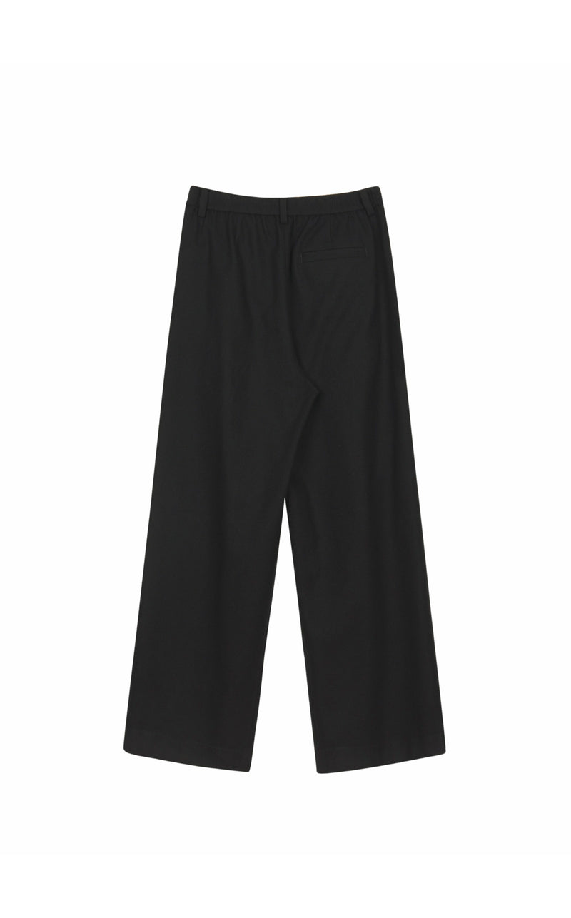 Damen Oversize Wollhose mit Falten und Gummibund in Schwarz