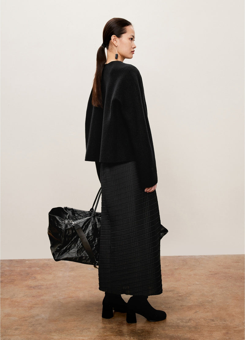 Damen Slim Plissee-Rock mit seitlichem Reißverschluss Schwarz