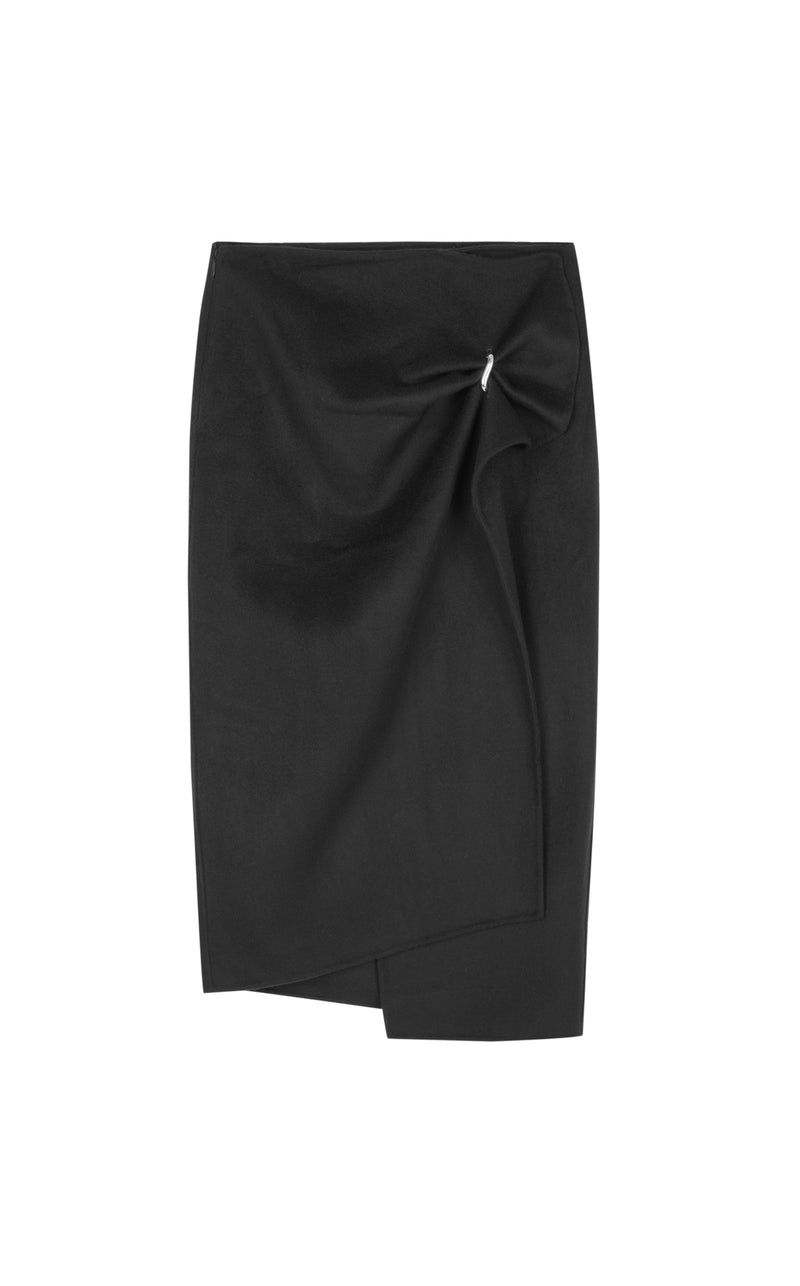 Damen Regular Rock mit Brosche und seitlichem Reißverschluss Schwarz