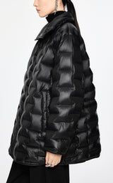 Damen Regular Daunenjacke mit versetzter Blocksteppung Schwarz