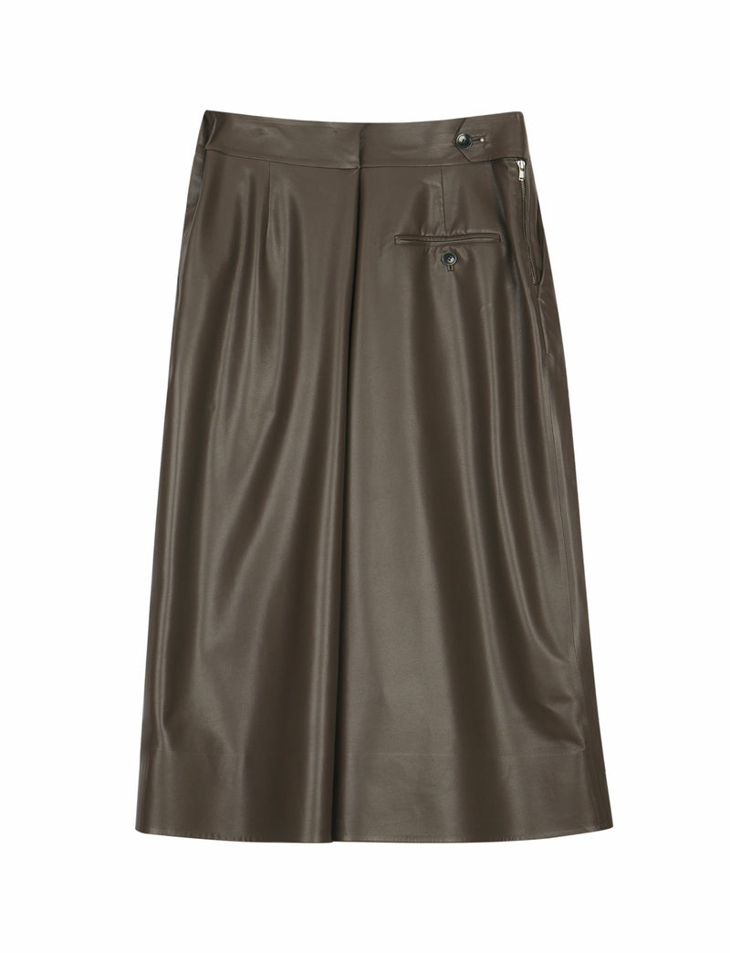 Damen weite 3/4 Hose mit seitlichem Reißverschluss Braun