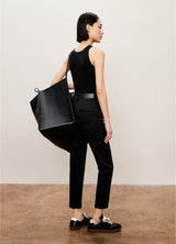 Damen Slim Stricktop mit edlem Kashmere Schwarz