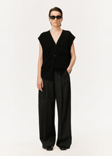 Damen Loose Hose mit Falten & Taschen Grau