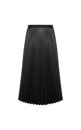 Damen eleganter A-Line Rock mit Plissee-Details und Lederoptik