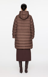 Damen warmer Oversize Daunenmantel mit Seitenschlitzen