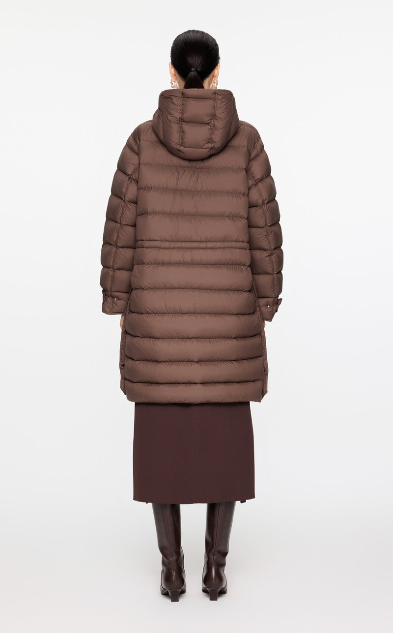 Damen warmer Oversize Daunenmantel mit Seitenschlitzen