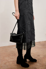 Damen Slim Kleid mit Knitteroptik Schwarz