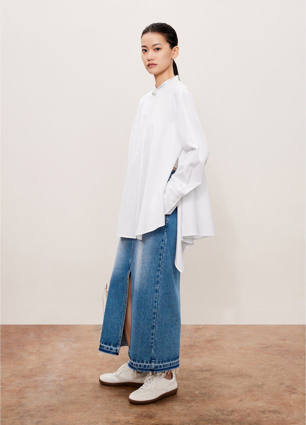 Damen Oversize Bluse mit seitlichen Schlitzen Weiß