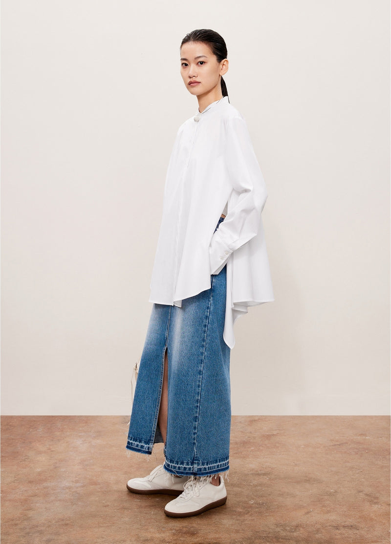 Damen Oversize Bluse mit seitlichen Schlitzen Weiß