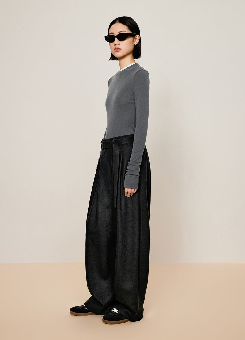 Damen Oversize Hose mit Band als Gürtel