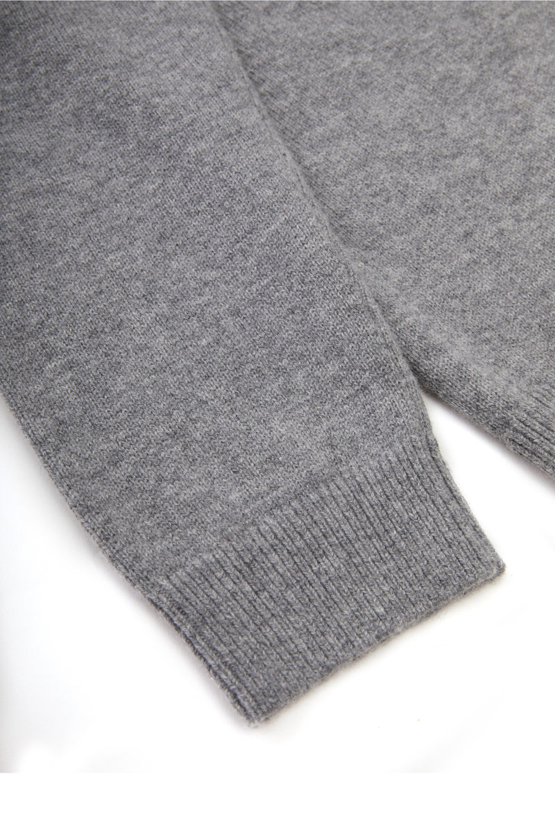 Damen Loose Strickpullover mit tiefem V-Ausschnitt Grau