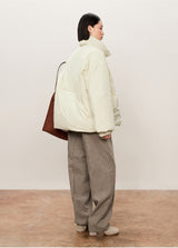 Damen Daunenjacke mit abstraktem Stehkragen Off White