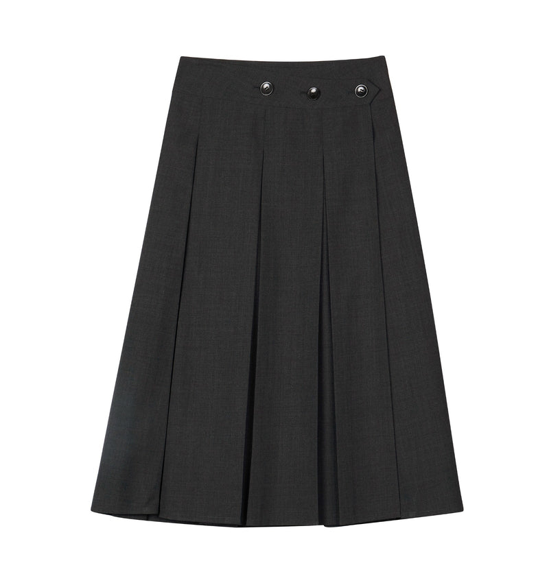 Damen A-Linien Rock mit vollständig öffnebarer Front Grau