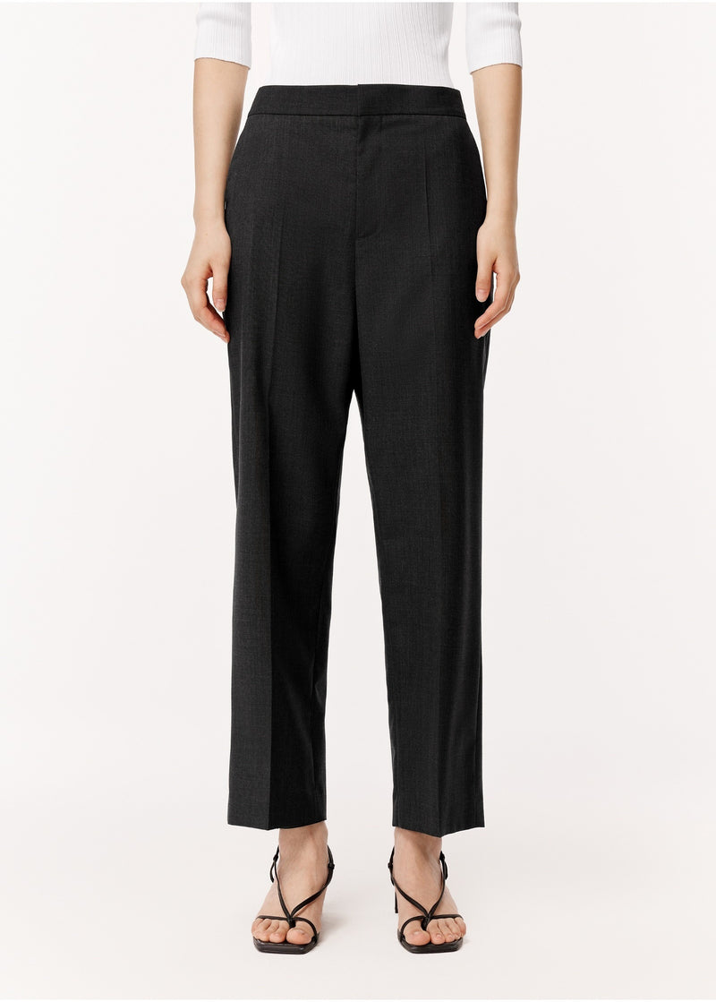 Damen Loose Stoffhose mit cropped Schnitt Schwarz