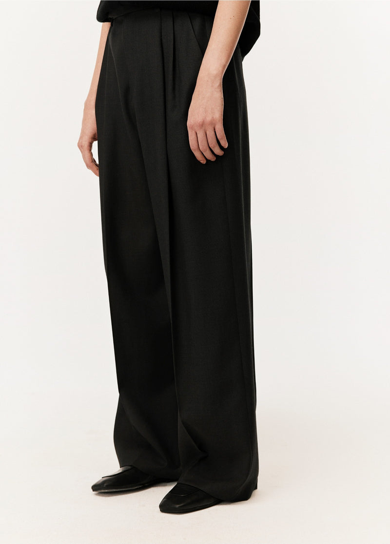 Damen Loose Hose mit Falten & Taschen Grau