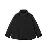 Damen Oversize Daunenjacke mit asymmetrischem Kragen Schwarz