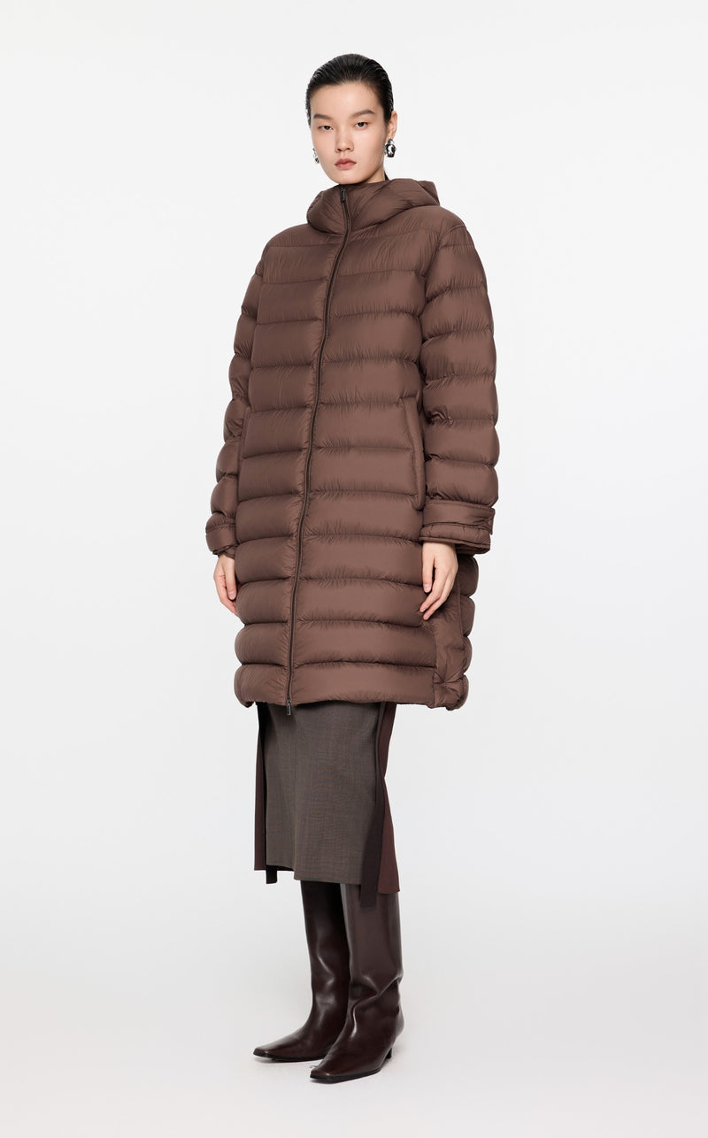 Damen warmer Oversize Daunenmantel mit Seitenschlitzen