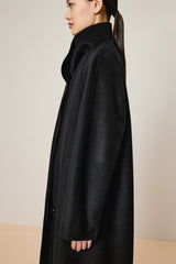 Damen Regular Wollmantel mit Stehkragen Schwarz