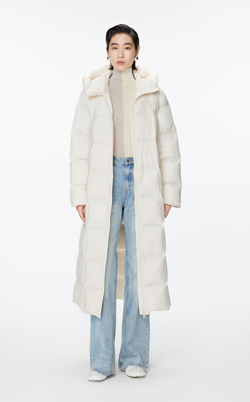 Damen klassischer Daunenmantel mit Taschen, Kapuze und Kachel Steppung