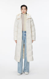 Damen klassischer Daunenmantel mit Taschen, Kapuze und Kachel Steppung JNBY