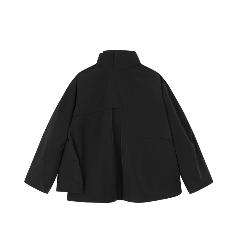 Damen Oversize Daunenjacke mit asymmetrischem Kragen Schwarz