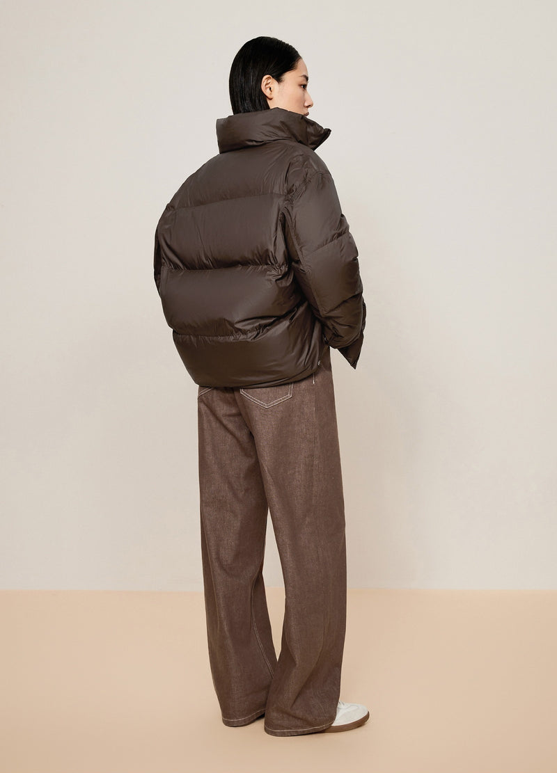 Damen Oversize Gänsedaunenmantel mit Zwei-Wege-Reißverschluss