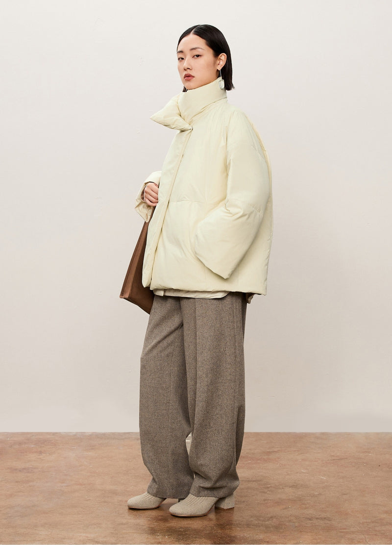 Damen Daunenjacke mit abstraktem Stehkragen Off White