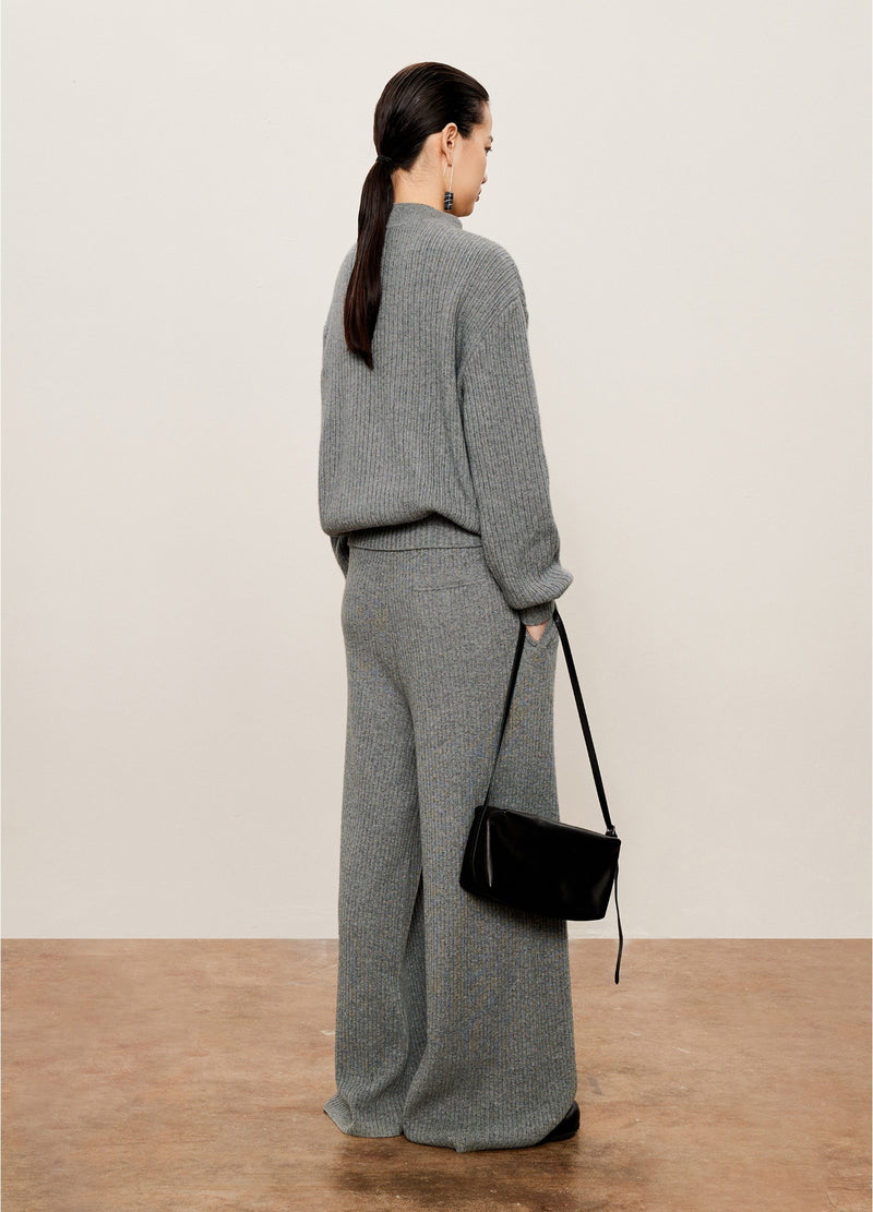 Damen weite Hose aus Wollmischung Grau