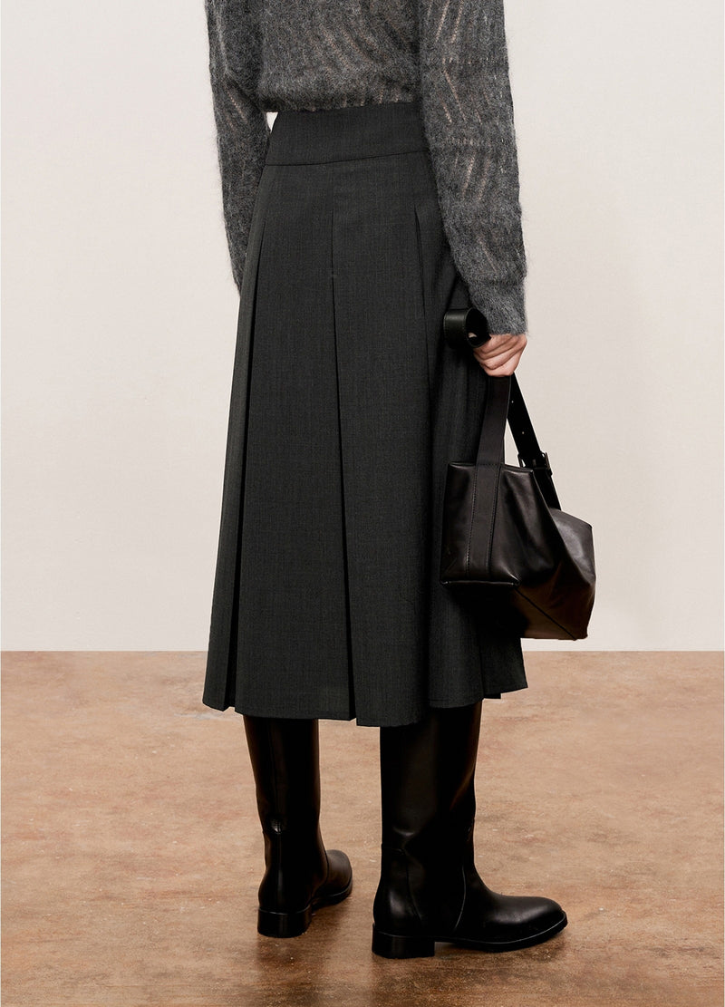 Damen A-Linien Rock mit vollständig öffnebarer Front Grau