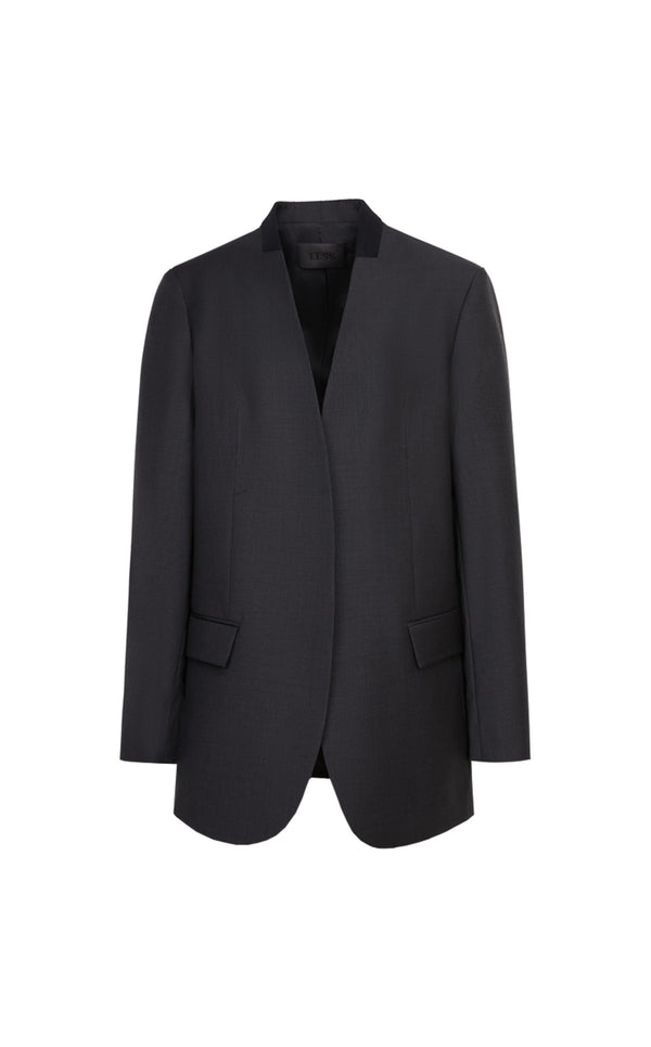 Damen Blazerjacke mit Pattentasche und Blouson Kragen