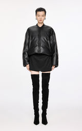 Damen Boxy Daunenjacke mit Leder Optik Oberstoff JNBY