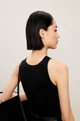 Damen Slim Stricktop mit edlem Kashmere Schwarz